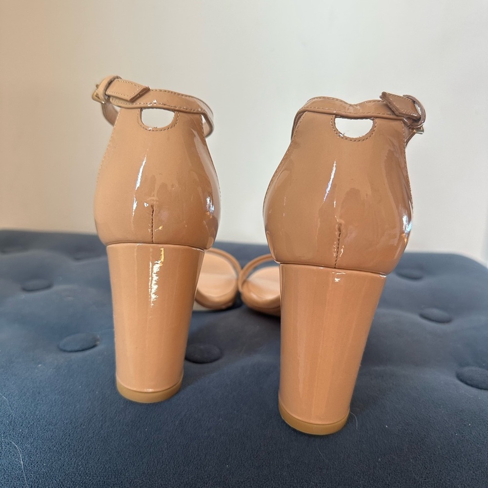 Stuart Weitzman Nudist Block 75MM Sandals | Nude Block Heel Sandal - Picture 5 of 7